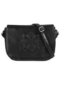 Umh&auml;ngetasche Bruno Banani "Mandala", Damen, Gr. B/H/T: 26cm x 18cm x 6cm onesize, schwarz, Leder, vintage, Taschen Umh&auml;ngetasche, echt Leder