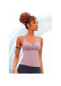 Funktionsshirt Lascana ACTIVE, Damen, Gr. S (36/38), rosa (altrosa), Jersey, Obermaterial: 95% Baumwolle, 5% Elasthan, Mesh, unifarben, Basic h&uuml;ftlang, Rundhals, Shirts Funktionsshirt, mit beschrifteten Tr&auml;gern und Mesh-Einsatz