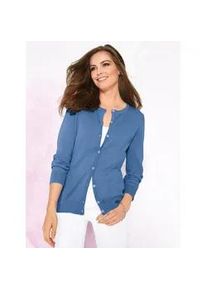 Strickjacke Classic Basics, Damen, Gr. 48, blau, 100% Baumwolle, unifarben, figurumspielend, Strickjacken Strickjacke
