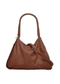 Shopper Samantha Look, Damen, Gr. B/H/T: 34cm x 24cm x 9cm onesize, braun (cognac), Leder, leicht gl&auml;nzend, unifarben, Taschen Shopper, echt Leder, Made in Italy