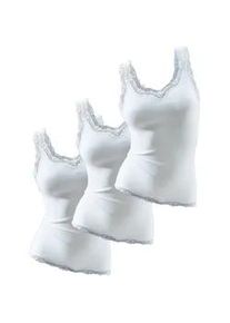 H.I.S. Spitzentop H.I.S "aus Feinripp", Damen, Gr. 40/42, wei&szlig;, Feinripp, Obermaterial: 100% Baumwolle, unifarben, tiefer Rundhals, Tops Spitzentop, aus weicher Baumwoll-Qualit&auml;t