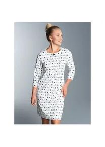 Nachthemd TRIGEMA "TRIGEMA 3/4 Arm Nachthemd mit Katzenmotiv", Damen, Gr. L, US-Gr&ouml;&szlig;en, wei&szlig;, Single Jersey, 100% Baumwolle, Basic, Kleider Nachthemd