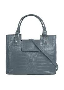 Henkeltasche CLUTY, Damen, Gr. B/H/T: 30cm x 20cm x 6cm onesize, blau, Leder, Reptilienpr&auml;gung, Taschen, echt Leder, Made in Italy