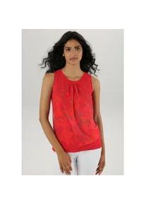 Blusentop Aniston SELECTED, Damen, Gr. 42, rot (rot, koralle, bedruckt), Chiffon, Obermaterial: 95% Viskose, 5% Elasthan. Einsatz: 100% Polyester. Futter: 95% Viskose, 5% Elasthan, bedruckt, figurumspielend h&uuml;ftbedeckend, Rundhals, Blusen Blusentop, im Verlaufsdruck