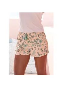 Schlafshorts Lascana, Damen, Gr. 32/34, N-Gr, rosa, Single Jersey, Obermaterial: 60% Polyester, 36% Viskose, 4% Elasthan, gebl&uuml;mt, bequem kurz, Hosen, im Blumen Allover-Druck