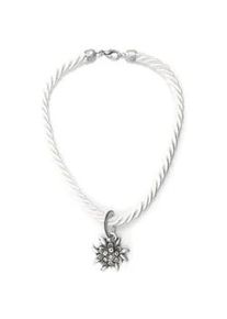 Allg&auml;u Rebell Collier ALLG&Auml;U REBELL "Marlene", Damen, Gr. onesize, Textil, beige (elfenbein), Basic, Halsketten Collier, mit Edelwei&szlig;anh&auml;nger