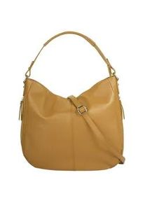 Shopper CLUTY, Damen, Gr. B/H/T: 34cm x 31cm x 9cm onesize, gelb, Leder, leicht gl&auml;nzend, unifarben, Taschen Shopper, echt Leder, Made in Italy