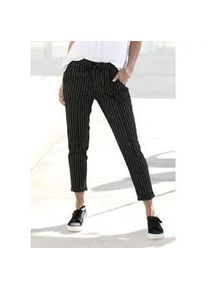 Jogger Pants Vivance, Damen, Gr. 38, N-Gr, schwarz-wei&szlig; (schwarz, wei&szlig;, gestreift), Jersey, Obermaterial: 79% Polyester, 19% Viskose, 2% Elasthan, gestreift, figurumspielend kn&ouml;chellang, Hosen, mit Streifen, Schlupfhose, Stretch