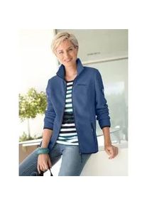 Fleecejacke Casual Looks, Damen, Gr. 46, blau (jeansblau), 100% Polyester, unifarben, Jacken Fleecejacke