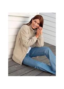 Fleecejacke Casual Looks, Damen, Gr. 40, grau (stein), 100% Polyester, unifarben, l&auml;ssig geschnitten, Jacken Fleecejacke