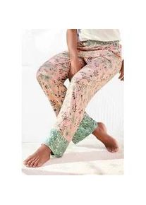 Schlafhose Lascana, Damen, Gr. 32/34, N-Gr, rosa (rosa, schilfgr&uuml;n), Single Jersey, Obermaterial: 60% Polyester, 36% Viskose, 4% Elasthan, gebl&uuml;mt, figurumspielend lang, Hosen Schlafhose, im Blumen Allover-Druck
