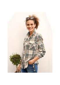 Flanellbluse Casual Looks, Damen, Gr. 38, gr&uuml;n (jade, elfenbein, kariert), 100% Baumwolle, gemustert, kariert, mehrfarbig, Blusen