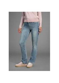Bootcut-Jeans Arizona "Ultra-Stretch", Damen, Gr. 42, N-Gr, blau (blau used), Denim/Jeans, Obermaterial: 74% Baumwolle, 24% Polyester, 2% Elasthan, Basic, extraeng lang, Jeans, normale Passform, Baby-Bootcut, Used-Look-Waschung