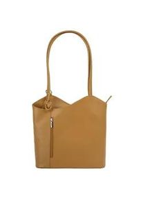 Cityrucksack CLUTY, Damen, Gr. B/H/T: 29cm x 28cm x 9cm, onesize, gelb, Leder, Rindsleder, beschichtet, leicht gl&auml;nzend, Rucks&auml;cke Cityrucksack, echt Leder, Made in Italy