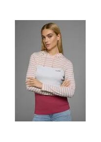 Kapuzenshirt Kangaroos, Damen, Gr. 44/46, bunt (rosa, wei&szlig;, bordeaux), Rippware, Obermaterial: 100% Baumwolle. Kapuzenfutter: 100% Baumwolle, gestreift, figurbetont h&uuml;ftbedeckend, Shirts Kapuzenshirt, Langarm, sehr figurbetont, mit Colourblocking-Optik