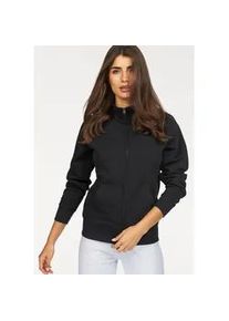 Sweatjacke Fruit of the Loom "Lady-Fit Premium Sweat Jacket", Damen, Gr. XL (42), schwarz, angeraute Sweatware, Obermaterial: 70% Baumwolle, 30% Polyester, unifarben, Basic, figurbetont h&uuml;ftbedeckend, Rundhals, Raglan&auml;rmel angesetztes B&uuml;ndchen, Sweatjacken Sweatjacke, mit Rei&szlig;verschluss