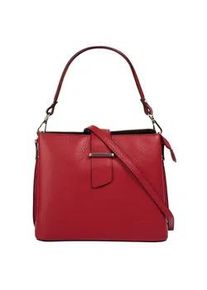Henkeltasche CLUTY, Damen, Gr. B/H/T: 25cm x 21cm x 12cm onesize, rot, Leder, leicht gl&auml;nzend, unifarben, Taschen, echt Leder, Made in Italy