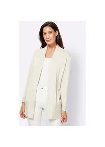 Longstrickjacke Casual Looks, Damen, Gr. 38, wei&szlig; (wollwei&szlig;), 100% Baumwolle, unifarben, Strickjacken Longstrickjacke