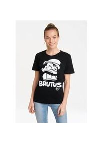 T-Shirt logoshirt "Popeye - Bluto Portrait", Damen, Gr. S, schwarz, 100% Baumwolle, bedruckt, normal, Rundhals, Shirts T-Shirt, mit lizenziertem Print