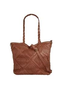 Shopper Samantha Look, Damen, Gr. B/H/T: 33cm x 30cm x 15cm onesize, braun (cognac), Leder, Taschen Shopper, echt Leder, Made in Italy