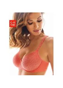 Minimizer-BH Lascana, Damen, Gr. 105, Cup C, orange (mandarine), Spitze, Obermaterial: 88% Polyamid, 12% Elasthan, BHs Minimizer-BH, mit B&uuml;gel aus schimmernder Jaquardspitze