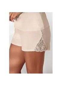Schlafshorts Lascana, Damen, Gr. 36/38, N-Gr, beige (creme), Single Jersey, Obermaterial: 95% Viskose, 5% Elasthan. Spitze: 88% Polyamid, 12% Elasthan, unifarben, loose fit kurz, Hosen, mit edlen Spitzendetails