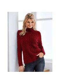 Rollkragenpullover Heine "Rollkragen-Pullover", Damen, Gr. 42, rot (dunkelrot), 60% Viskose, 40% Baumwolle, unifarben, Pullover Rollkragenpullover