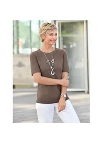 Kurzarmpullover Casual Looks "Pullover", Damen, Gr. 44, grau (taupe), 50% Baumwolle, 50% Polyacryl, unifarben, Pullover