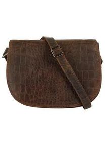 Umh&auml;ngetasche CLUTY, Damen, Gr. B/H/T: 22cm x 16cm x 9cm onesize, braun, Leder, Reptilienpr&auml;gung, Taschen Umh&auml;ngetasche, echt Leder