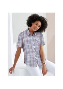 Hemdbluse Classic Basics, Damen, Gr. 50, blau (jeansblau, kariert), 100% Baumwolle, gemustert, kariert, Blusen Hemdbluse