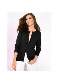 Strickjacke Classic Basics, Damen, Gr. 56, schwarz, 100% Baumwolle, unifarben, figurumspielend, Strickjacken Strickjacke