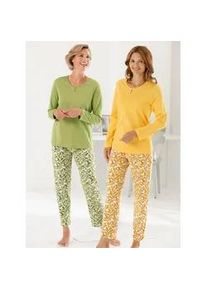 w&auml;schepur Schlafanzug W&Auml;SCHEPUR, Damen, Gr. 40/42, bunt (kiwi, gelb), 100% Baumwolle, Homewear-Sets Schlafanzug