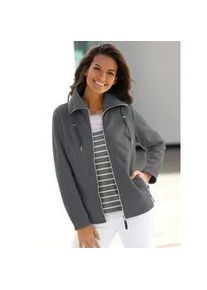 Fleecejacke Casual Looks, Damen, Gr. 54, grau (dunkelgrau, meliert), 100% Polyester, meliert, unifarben, Jacken Fleecejacke