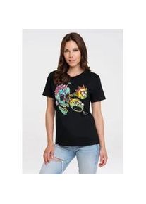 T-Shirt logoshirt "Rick & Morty - Eyeball Skull", Damen, Gr. XXL, schwarz, 100% Baumwolle, bedruckt, normal, Rundhals, Shirts T-Shirt, mit lizenziertem Print