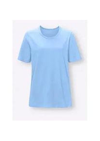 Pyjamaoberteil "Schlafanzug-Shirt", Damen, Gr. 44/46, blau (himmelblau), 100% Baumwolle, unifarben, Shirts