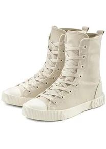 Stiefelette Lascana, Damen, Gr. 37, beige, Obermaterial: 100% Textilmaterial. Decksohle: 100% Textilmaterial. Futter: 100% Textilmaterial. Laufsohle: 100% Synthetik, unifarben, Schuhe Stiefelette, im Combat Look, High Top Sneaker, Schn&uuml;rschuh, Textil-Boots