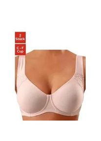 Minimizer-BH Petite Fleur, Damen, Gr. 105, Cup F, rosa (puder, wei&szlig;), Jersey, Obermaterial: 85% Baumwolle, 10% Polyamid, 5% Elasthan, Basic, BHs Dekollet&eacute;-Former BH Minimizer-BH Spitzenw&auml;sche BH-Set Spitzen-BH, mit B&uuml;gel, mit doppellagigen Cups und breiteren Tr&auml;gern