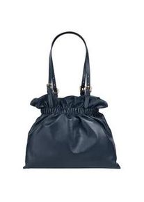 Shopper Samantha Look, Damen, Gr. B/H/T: 25cm x 25cm x 10cm onesize, blau, Leder, unifarben, Taschen Shopper, echt Leder, Made in Italy
