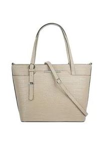 Henkeltasche CLUTY, Damen, Gr. B/H/T: 35cm x 28cm x 12cm onesize, beige, Leder, Reptilienpr&auml;gung, Taschen, echt Leder, Made in Italy