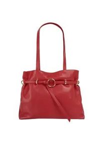 Henkeltasche Samantha Look, Damen, Gr. B/H/T: 36cm x 26cm x 15cm onesize, rot, Leder, leicht gl&auml;nzend, unifarben, Taschen, echt Leder, Made in Italy