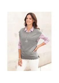 Pullunder Inspirationen "Pullunder", Damen, Gr. 44, grau (steingrau, meliert), 50% Viskose, 28% Polyester, 22% Polyamid, unifarben, Pullover Pullunder