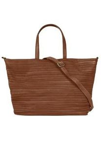 Shopper Samantha Look, Damen, Gr. B/H/T: 37cm x 30cm x 14cm onesize, braun (cognac), Leder, leicht gl&auml;nzend, unifarben, Taschen Shopper, echt Leder, Made in Italy