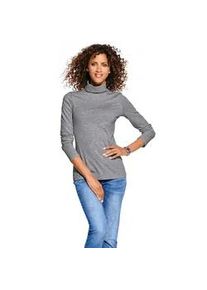 Rollkragenshirt Heine "Rollkragen-Shirt", Damen, Gr. 36, grau (grau, melange), 65% Baumwolle, 30% Polyester, 5% Elasthan, unifarben, Shirts