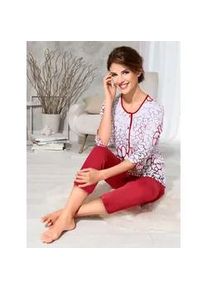 Schlafanzug Ascafa, Damen, Gr. 44/46, rot (rot, bedruckt), 50% Baumwolle, 50% Modal, Homewear-Sets Schlafanzug