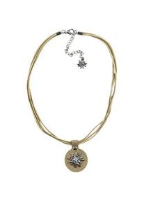 Allg&auml;u Rebell Kette mit Anh&auml;nger ALLG&Auml;U REBELL "Tonerl", Damen, Gr. onesize, Baumwolle, grau (taupe), Basic, Halsketten, mit echtem Lederanh&auml;nger