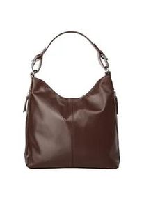 Henkeltasche Samantha Look, Damen, Gr. B/H/T: 30cm x 30cm x 12cm onesize, braun, Leder, gl&auml;nzend, Taschen, echt Leder, Made in Italy