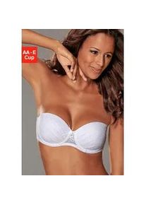 Push-up-BH Lascana "Chelina", Damen, Gr. 75, Cup C, wei&szlig;, Spitze, Obermaterial: 80% Polyamid, 20% Elasthan, BHs Push-up-BH, mit abnehmbaren, normalen und transparenten Tr&auml;gern, Dessous