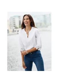 Schlupfbluse Inspirationen, Damen, Gr. 42, wei&szlig;, 50% Baumwolle, 50% Polyester, Spitze:100% Baumwolle, unifarben, Rundhals, Blusen Schlupfbluse