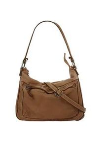 Shopper CLUTY, Damen, Gr. B/H/T: 28cm x 21cm x 5cm onesize, braun (cognac), Leder, leicht gl&auml;nzend, unifarben, Taschen Shopper, echt Leder, Made in Italy