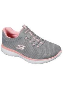 Slip-On Sneaker Skechers "SUMMITS", Damen, Gr. 36, grau (grau, rosa), Textil, Schuhe, Freizeitschuh, Komfortschuh mit sto&szlig;d&auml;mpfender Zwischensohle, Topseller
